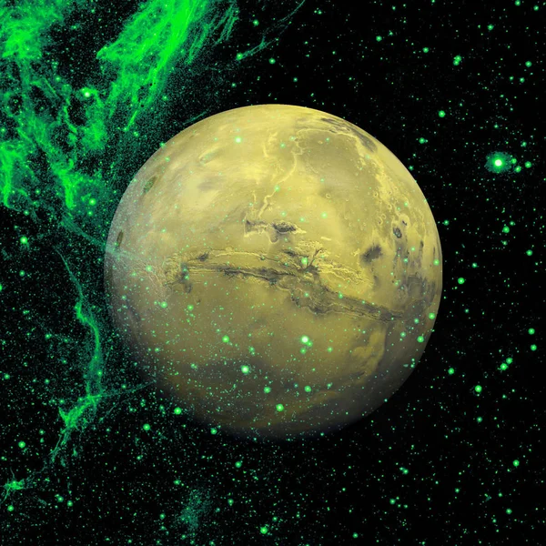 Quadro colorato rappresenta Marte, nebulose e galassie . — Foto Stock