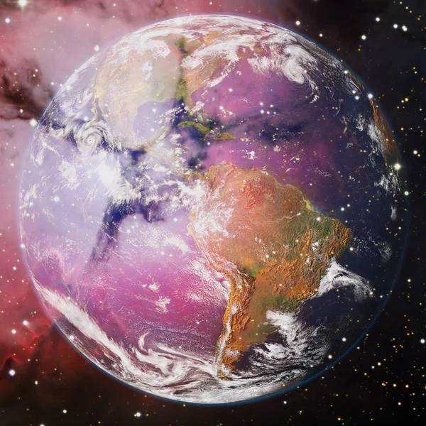 地球在深空。这张图片的元素由美国宇航局提供 — 图库照片