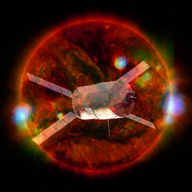 Uzay aracı. Bilim kurgu duvar kağıdı. NASA tarafından döşenmiş bu görüntünün elemanları