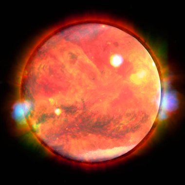 Renkli resim Mars, nebulalar ve galaksiler temsil eder.