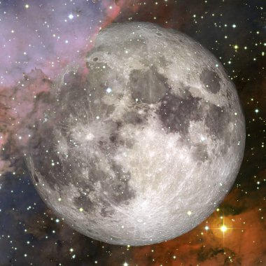 Ayın muhteşem manzarası. Güneş sistemi. NASA tarafından döşenmiş bu görüntünün elemanları