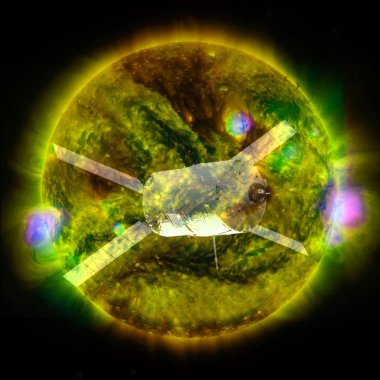 Son derece sıcak bir yıldız. Güneş 'in Flaring. bu görüntünün NASA tarafından döşenmiş elemanları