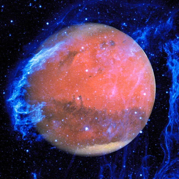 Kolorowy obraz reprezentuje Marsa, mgławik i galaktyki. — Zdjęcie stockowe