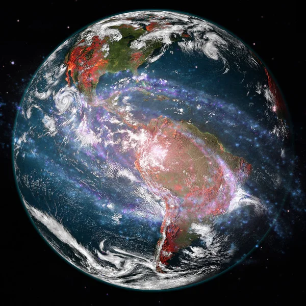 우주에서 지구의 아름다운 전망. Nasa가 제공하는 이 이미지의 요소 — 스톡 사진