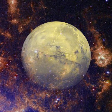 Renkli resim Mars, nebulalar ve galaksiler temsil eder.