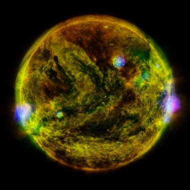 Son derece sıcak bir yıldız. Sıvı plazma. NASA tarafından döşenmiş bu görüntünün elemanları.