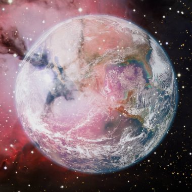 Dünya gezegeni derin uzayda. NASA tarafından döşenmiş bu görüntünün elemanları