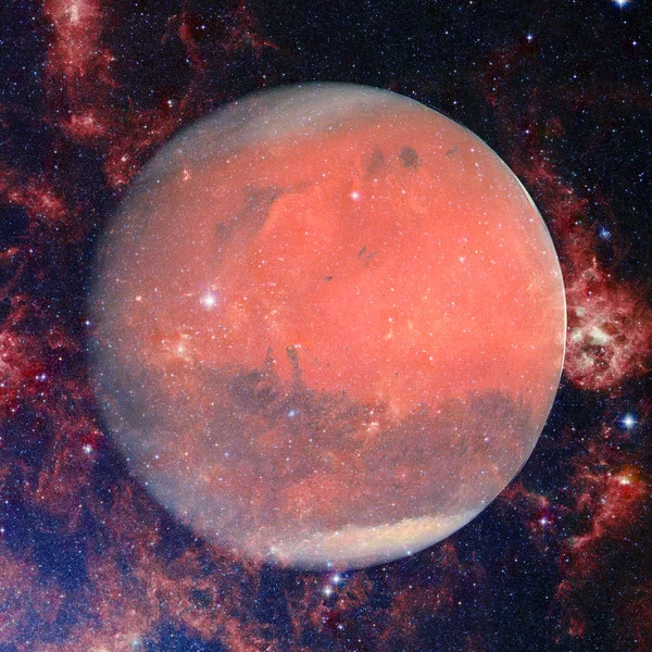 Kolorowy obraz reprezentuje Marsa, mgławik i galaktyki. — Zdjęcie stockowe