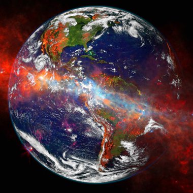 Dünya. Uzay sanatı. NASA tarafından döşenmiş bu görüntünün elemanları