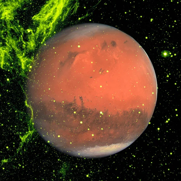 Quadro colorato rappresenta Marte, nebulose e galassie . — Foto Stock