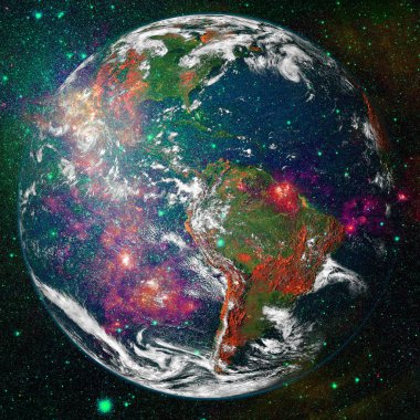 Uzayda toprağın güzel görünümü. NASA tarafından döşenmiş bu görüntünün elemanları