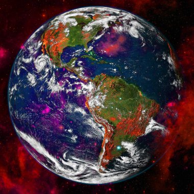 Dünya. Uzay sanatı. NASA tarafından döşenmiş bu görüntünün elemanları