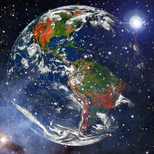 Planeta Tierra en el espacio profundo. Elementos de esta imagen proporcionados por la NASA — Foto de Stock