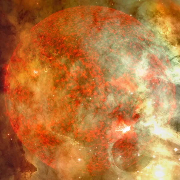 Una estrella extremadamente caliente. plasma líquido. Elementos de esta imagen proporcionados por la NASA . —  Fotos de Stock