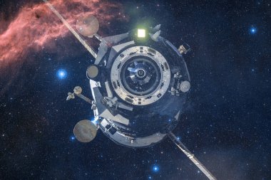 Uzay aracı uzaya fırlatıldı. Kozmos sanatı. Bu görüntünün elementleri NASA tarafından desteklenmektedir