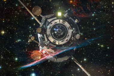 Uzay aracı uzaya fırlatıldı. Kozmos sanatı. Bu görüntünün elementleri NASA tarafından desteklenmektedir