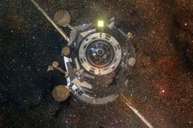 Uzay aracı uzaya fırlatıldı. Kozmos sanatı. Bu görüntünün elementleri NASA tarafından desteklenmektedir