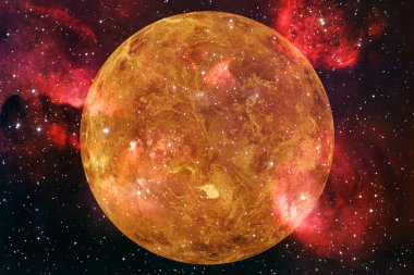 Venüs gezegeni. Güneş sistemi. Kozmos sanatı. Bu görüntünün elementleri NASA tarafından desteklenmektedir