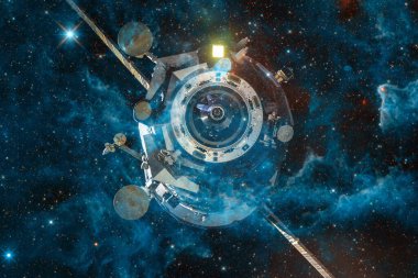 Uzay aracı uzaya fırlatıldı. Kozmos sanatı. Bu görüntünün elementleri NASA tarafından desteklenmektedir