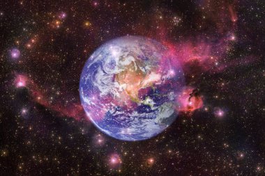 Dünya gezegeni. Bilim kurgu duvar kağıdı. Bu görüntünün elementleri NASA tarafından desteklenmektedir