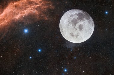 Ay. Güneş sistemi. Kozmos sanatı. Bu görüntünün elementleri NASA tarafından desteklenmektedir