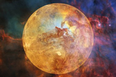 Venüs gezegeni. Güneş sistemi. Kozmos sanatı. Bu görüntünün elementleri NASA tarafından desteklenmektedir