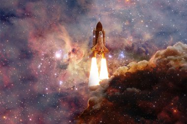 Uzay Mekiği Atlantis. Kozmos sanatı. Bu görüntünün elementleri NASA tarafından desteklenmektedir