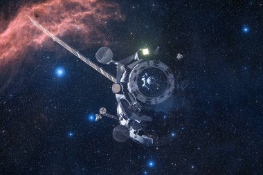 Uzay aracı uzaya fırlatıldı. Kozmos sanatı. Bu görüntünün elementleri NASA tarafından desteklenmektedir