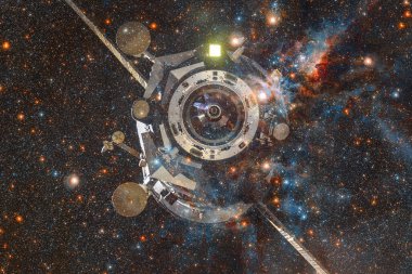 Uzay aracı uzaya fırlatıldı. Kozmos sanatı. Bu görüntünün elementleri NASA tarafından desteklenmektedir