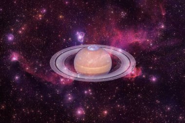Satürn gezegeni. Güneş sistemi. Kozmos sanatı. Bu görüntünün elementleri NASA tarafından desteklenmektedir