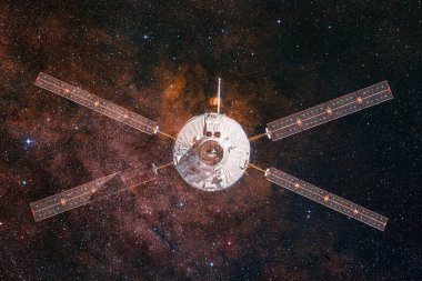 Uzay aracı uzaya fırlatıldı. Kozmos sanatı. Bu görüntünün elementleri NASA tarafından desteklenmektedir