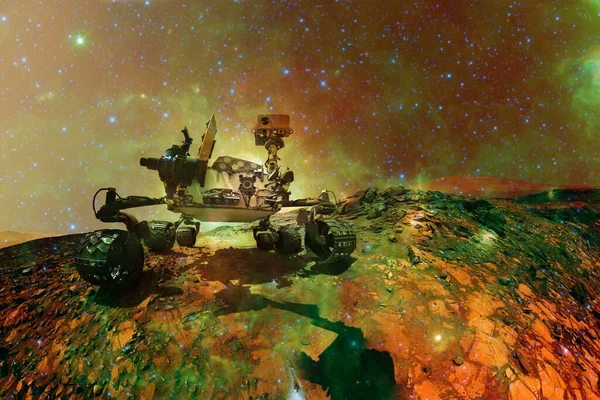 Марсоход Любопытством Исследует Поверхность Марса Научная Фантастика Обои Элементы Этого — стоковое фото