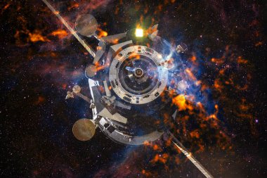 Uzay aracı uzaya fırlatıldı. Kozmos sanatı. Bu görüntünün elementleri NASA tarafından desteklenmektedir