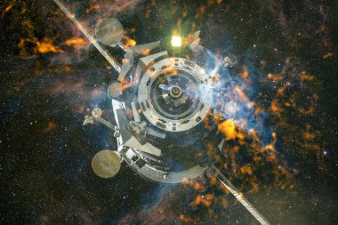 Uzay aracı uzaya fırlatıldı. Kozmos sanatı. Bu görüntünün elementleri NASA tarafından desteklenmektedir