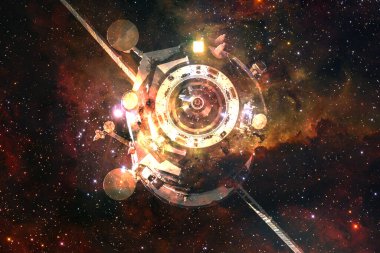 Uzay aracı uzaya fırlatıldı. Kozmos sanatı. Bu görüntünün elementleri NASA tarafından desteklenmektedir