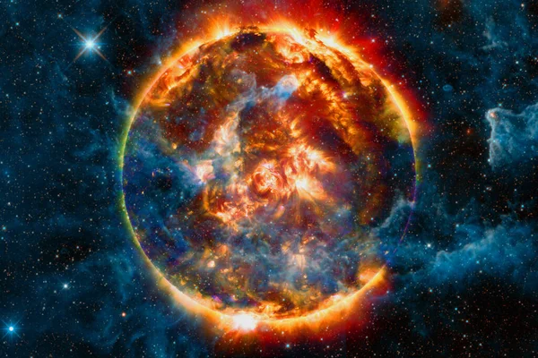 The Sun is the star at the center of the Solar System. Elements of this image furnished by NASA