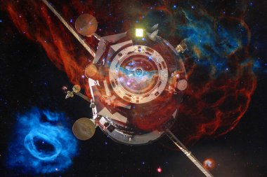 Uzay aracı uzaya fırlatıldı. Kozmos sanatı. Bu görüntünün elementleri NASA tarafından desteklenmektedir
