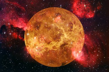 Venüs gezegeni. Güneş sistemi. Kozmos sanatı. Bu görüntünün elementleri NASA tarafından desteklenmektedir