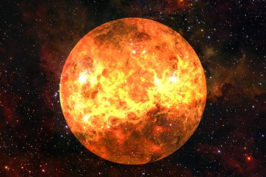 Venüs gezegeni. Güneş sistemi. Kozmos sanatı. Bu görüntünün elementleri NASA tarafından desteklenmektedir