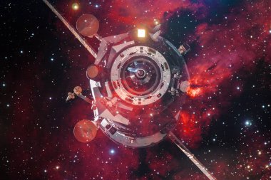 Uzay aracı uzaya fırlatıldı. Kozmos sanatı. Bu görüntünün elementleri NASA tarafından desteklenmektedir