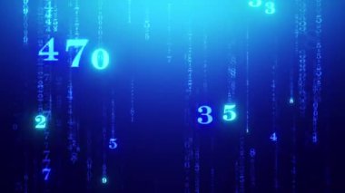 Numeroloji (sayılar hakkında gizli bilgi). Sayılar yanıp söner ve gizemli bir arka plan aleyhine düşer. Işıklı sayılar kendilerine ait bir iz bırakır. 3d animasyon. Yüksek çözünürlüklü ve çeşitli boyutlarda mevcuttur.