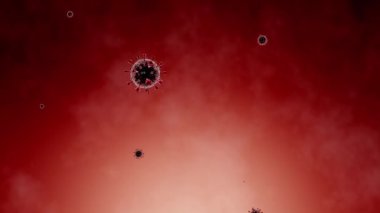 Coronavirus saldırısı. Çevrede grip virüsleri var. (SARS-CoV-2, Covid-19, Wuhan Coronavirus, 2019nCoV, SARS-CoV, MERS-CoV). Üç boyutlu animasyon. Quick Time, H264, 16-bit renk, en yüksek kalite. Kusursuz döngü. Rengin pürüzsüz derecelendirmesi.