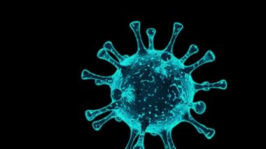 Alfa kanalı dahil. Grip virüsünün dinamik modeli (SARS-CoV-2, Covid-19, Wuhan Coronavirus, 2019nCoV, SARS-CoV, MERS-CoV). Üç boyutlu animasyon. Hızlı Zaman, kod çözücü: PNG, 16-bit renk, en yüksek kalite. Rengin pürüzsüz derecelendirmesi, bant etkisi olmadan