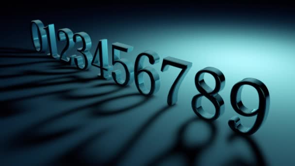 Нумерология Секретные Знания Числах Номера Расположены Ряд 0123456789 Одновременное Движение — стоковое видео