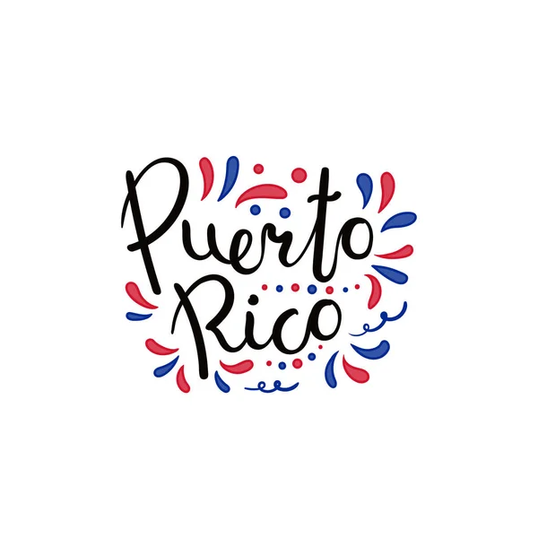 Hand Geschreven Kalligrafische Letters Offerte Puerto Rico Met Decoratieve Elementen — Stockvector