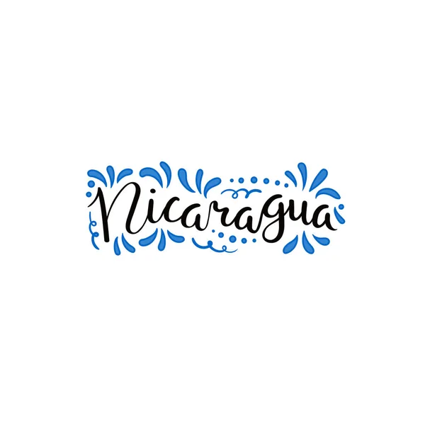 Carta Caligráfica Escrita Mano Nicaragua Con Elementos Decorativos Colores Bandera — Vector de stock