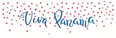 Bağımsızlık günü kutlama banner şablon kaligrafi İspanyolca yazı alıntı Viva Panama ve sabit yıldızlar, vektör, illüstrasyon ile