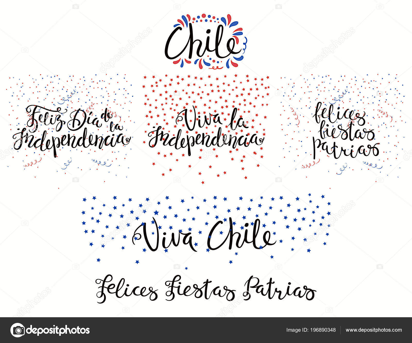 Set Hand Written Calligraphic Spanish Lettering Quotes Chile Patriotic  Holidays Stock Vector by ©Maria_Skrigan 196890348, image size:1600x1331