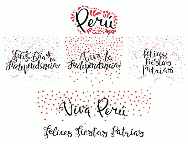 Conjunto Caligrafía Escrita Mano Citas Frases Celebres Patrióticas Con Estrellas — Vector de stock