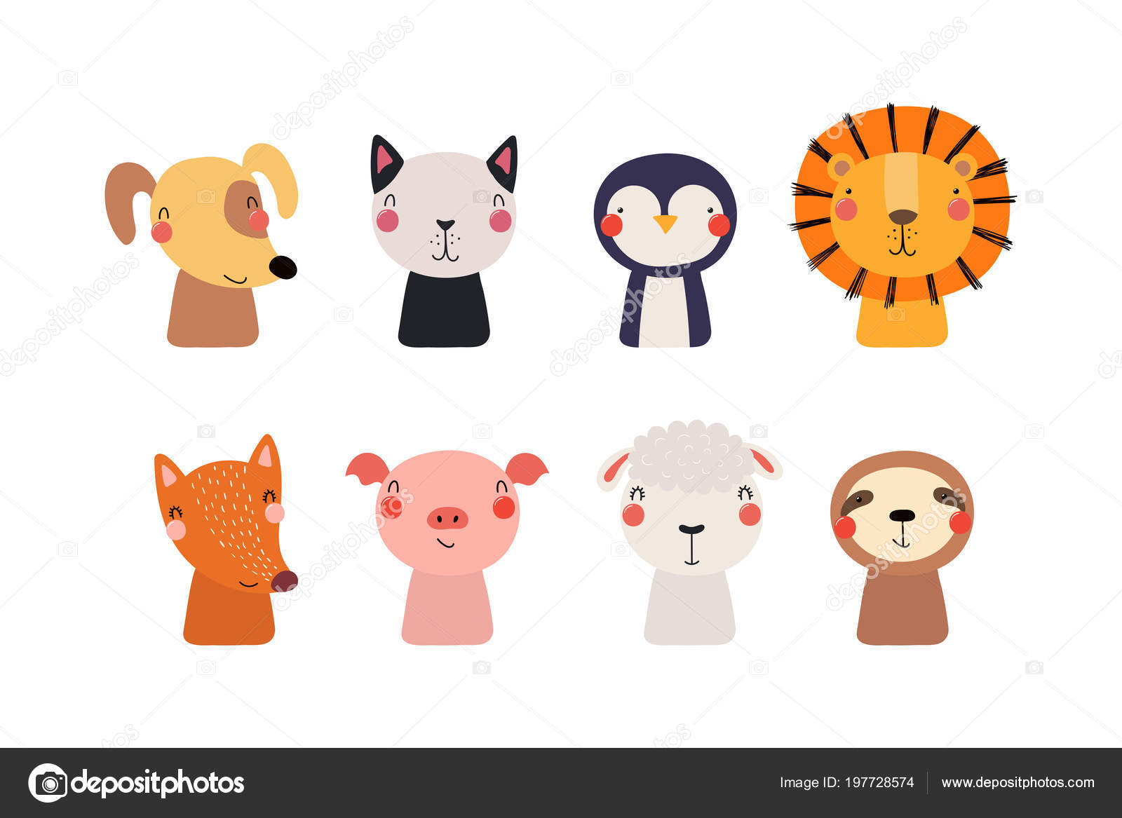 Hand Drawn Scandinavian Style Cute Funny Little Animals Vector Illustration Vector Image By C Maria Skrigan Vector Stock